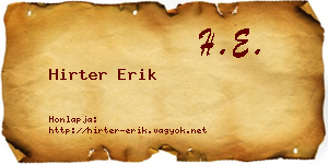 Hirter Erik névjegykártya